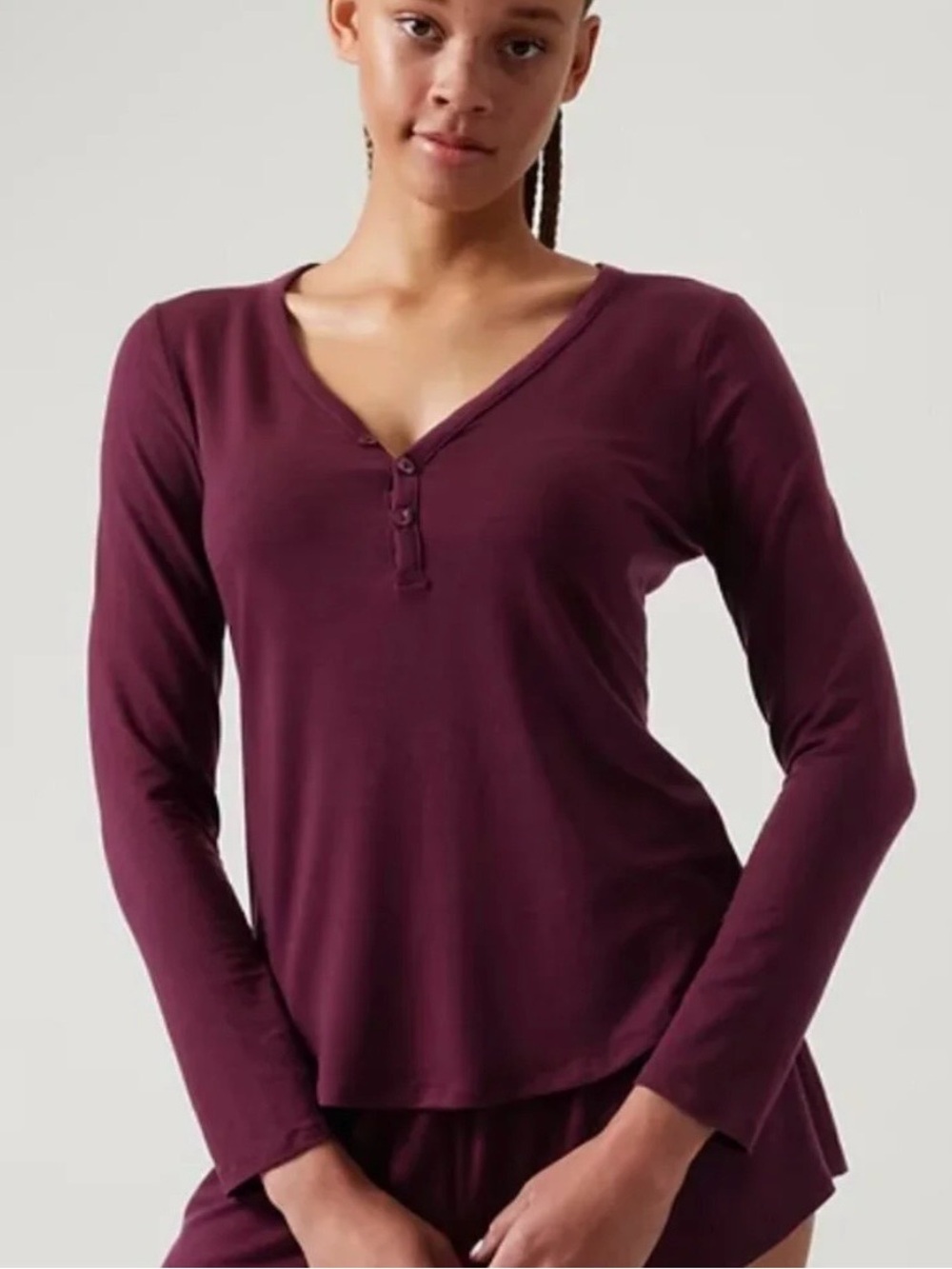 Athleta Nighttime Bliss Long-Sleeve Henley Sleep Top